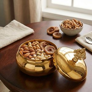 Gold Metal Decorative <b>Storage</b> <b>Jar</b> with Lid Trinket Box Airtight Container <b>for</b> Tea Sugar Jewelry <b>Kitchen</b> Home Decor - Product Image 2