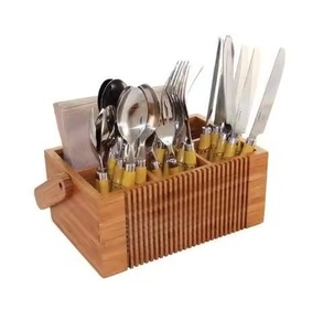 Elegant Design Wooden Cutlery Stand Utensil Holder Square Organizer Stand for <b>Kitchen</b> Dining <b>Table</b> Cutlery Holder - Product Image 5