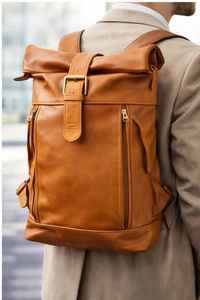 Mochila de Cuero Hecha a Mano con Parte Superior Enrollable, Bolsa de Viaje de Cuero Vacuno Vintage, Mochila Acolchada para Portátil para Uso Profesional LTBP-0032 - Product Image 6