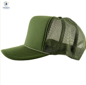 Index Apparel Olive Green Mesh Trucker Cap 6-Panel Adjustable Unisex Casual <b>Hat</b> Spring <b>Summer</b> Solid Color - Product Image 1