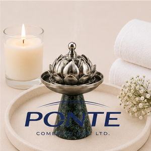 Metal Lotus Incense Burner With Green Marble Base Handcrafted Antique Censer Holder For Yoga Meditation <b>Decorative</b> Aromatherapy - Product Image 4