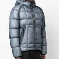 Blouson matelassé brillant imperméable pour homme en polyester/coton, col montant, à capuche, zippé, chaud, style streetwear, personnalisable OEM