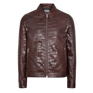 Chaqueta de Cuero con Estampado de Pitón para Hombre, Chaqueta de Motociclista de Cuero Genuino, Prenda Exterior Premium para Hombre, Personalizada, OEM, Venta al Por Mayor - Product Image 1