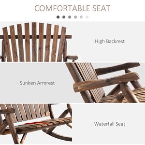 Sedia a dondolo Adirondack in legno rustico nera per esterni, per donna - Product Image 5