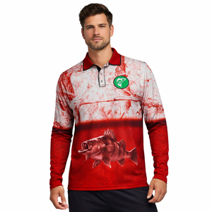 Camisa Polo de Pesca de Alto Rendimiento para Hombre, Manga Larga, Secado Rápido, Transpirable, Estampado por Sublimación, UPF 50, 100% Poliéster - Product Image 1