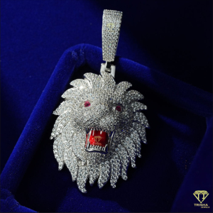 Iced Out Lion <b>Face</b> Pendant In 925 Sterling Silver With VVS Moissanite Diamond Stones Hip Hop Jewelry - Product Image 3