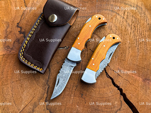 Industrial Grade Damascus Steel Back <b>Lock</b> Pocket Folding Knife Handmade Custom Logo Wholesale Factory OEM ODM Olive Wood Handle - Product Image 6