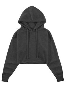 เสื้อฮู้ดครอปสั้นสำหรับผู้หญิง สวมใส่สบาย แขนยาว ผ้าฝ้ายเนื้อนุ่ม ผ้าฟลีซ มีฮู้ด น้ำหนักเบา สไตล์สตรีทแวร์และลำลอง - Product Image 2