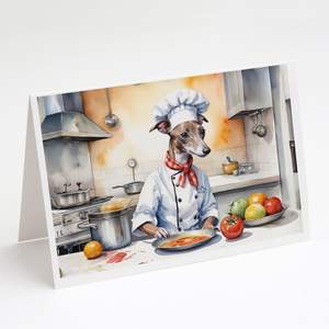 Italian Greyhound the Chef Whimsical A7 <b>Greeting</b> <b>Cards</b> Pack of 8 Blank <b>Note</b> <b>Cards</b> with Envelopes Size 5x7 - Product Image 1