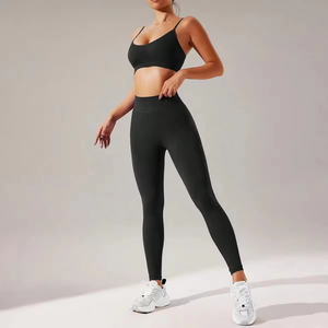 Conjunto de yoga de 2 piezas para mujer, talla grande, personalizado al por mayor, ropa deportiva de yoga, sujetador deportivo de alta elasticidad y leggings sexys de cintura alta - Product Image 6