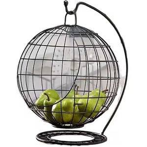 Panier à fruits en métal argenté avec support et poignée, panier à fruits à 2 niveaux pour fruits et légumes sur table - Product Image 6