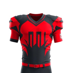 Uniforme de Fútbol Americano Sublimado Personalizado, Jersey y Pantalón Rojo y Negro para Equipo, Fabricante Mayorista OEM, Ropa Deportiva - Product Image 2