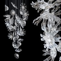 Luxe flocon de neige fleur Art déco plafond suspendu lampe lustres en verre transparent pour la maison Villa hôtel hall