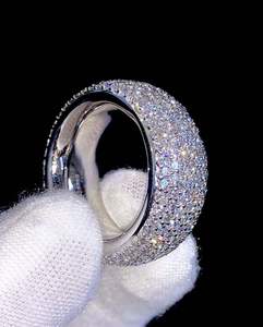 Classic Diamond Wedding <b>Rings</b> 18K Gold Plated White Gold Round Brilliant Cut Unisex Jewelry - Product Image 1