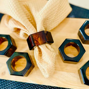 New Arrival Hexagon Resin Napkin Rings Set Geometric <b>Table</b> Decor Dining Accessory Elegant <b>Kitchen</b> <b>Table</b> Styling Set - Product Image 1