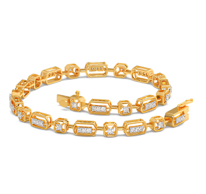 18K Yellow Gold Lab Grown Diamond Open Octagon Frame Link <b>Bracelet</b> Cluster Womens Ethnic IGI Certified - Product Image 2