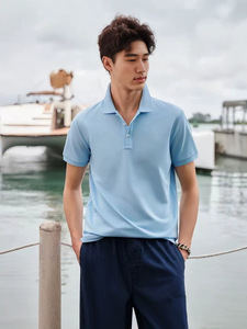 เสื้อโปโลชาย พิมพ์โลโก้ตามสั่ง ผ้าฝ้ายพรีเมียม ทอเนื้อแน่น แห้งเร็ว แขนสั้น สำหรับเล่นกอล์ฟ ขายส่ง ชุดลำลอง ชุดยูนิฟอร์ม - Product Image 4