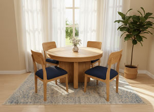 Juego de Mesa de Centro Redonda Moderna con 4 Sillas, Madera de Fresno Maciza y Chapa de MDF, Diseño Duradero y Ligero - Product Image 4