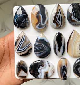 Wholesale Natural Black White Agate Oval Cut Gemstone Polished For Jewelry Making Banded Agate Sulemani Hakik MAHNAJ GEMS - Product Image 2