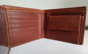 2026 New Wholesale <b>Men's</b> Full Grain Leather Material Short <b>Wallet</b> Multi-Card Holder Fold Closure Minimalist Design Brown Colored - Product Image 3