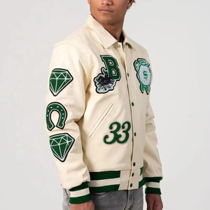 2026 Custom Plus Size Logo Letterman Fleece <b>Jacket</b> <b>for</b> <b>Men</b> Casual Patchwork <b>Baseball</b> Varsity Style Winter Print Bomber <b>Jacket</b> - Product Image 2