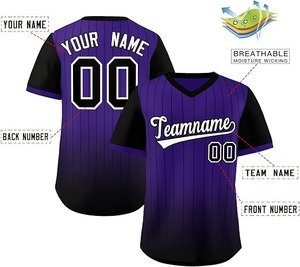 Maillot de baseball personnalisé à col en V, chemises de sport à rayures style hip-hop, nom et numéro personnalisés pour hommes/femmes/jeunes - Product Image 2