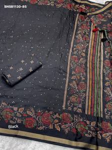 Colección Premium Nueva Variedad Mul Cotton con Hilo y Lentejuelas - Estampado Cachemir - Borde Jacquard Zari - Saree - Blusa Étnica - Product Image 5