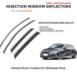 แผ่นบังลมสำหรับ Audi A3 ปี 2018-2021 ป้องกันแดดฝน  แผ่นบังแดดแบบฉีดขึ้นรูปสำหรับกระจกรถยนต์ - Product Image 2