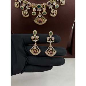 Indian Ethnic Prachi Premium 24K <b>Gold</b> Plated Victorian Bridal Necklace <b>Set</b> - Product Image 4