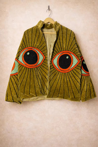 Hand Embroidered Suzani Velvet Cotton <b>Bomber</b> <b>Jacket</b> Reversible Boho <b>Vintage</b> Short Coat Colorful Ethnic Floral Autumn/Winter - Product Image 2