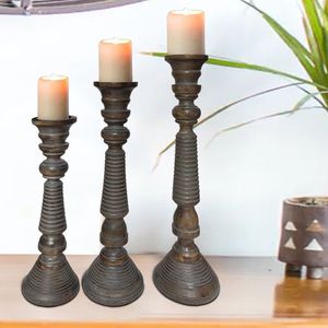 Ornamental Wooden Candle Holder Crafted To Enhance Dining <b>Tables</b> Mantels And Contemporary Interior Designs - Product Image 1