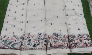 Mall Chanderi Embroidery Organic Cotton Silk Fabric Elegant Soft Breathable Medium Weight Wedding Wear Sarees Lehengas - Product Image 6