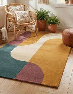 Alfombra de Lana Tufted Hecha a Mano de Primera Calidad, Antideslizante, de Pelo Medio, Diseño Abstracto Moderno, Alfombra Suave y Lujosa para Sala de Estar y Dormitorio - Product Image 5