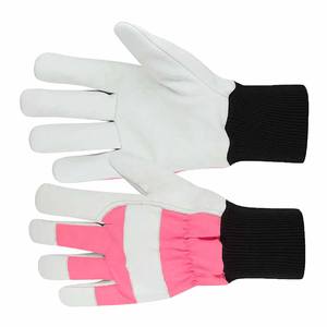 Gants de travail unisexes en cuir de chèvre haute visibilité avec doublure en polaire fluorescente pour la sécurité des mains, gants de jardinage personnalisables avec logo - Product Image 3