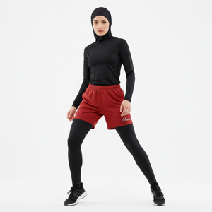 Pantalones Cortos Deportivos 2 en 1 para Mujeres Musulmanas, Cintura Alta, Ligeros, de Secado Rápido, Ajuste Regular, para Gimnasio, Entrenamiento, Running y Deportes - Product Image 1