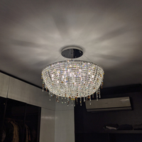 Lustre en cristal français décoratif de luxe, lampe de plafond moderne simple pour salon et chambre à coucher