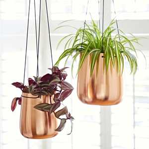 Pot de fleurs suspendu en métal plaqué cuivre moderne, écologique, petite capacité, pour plantes vertes d'intérieur, design minimaliste - Product Image 1