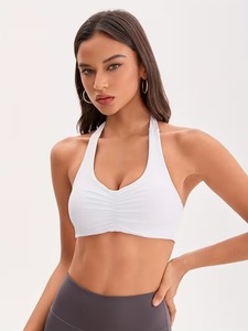 Backless High Support Sports Bra Women Front Logo Eco-Friendly Seamless Gym Wear Halterneck Exercise Clothing Private Label - Product Image 5