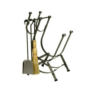 Porte-bûches de qualité standard avec outils de foyer, pique-bûches, brosse, pelle, pinces, porte-bûches, support de rangement pour bois de chauffage - Product Image 2