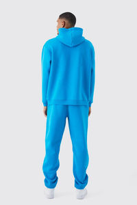 Ensemble survêtement homme vert menthe uni avec logo personnalisé, sweat à capuche et short de survêtement assorti, OEM ODM, vente en gros de vêtements - Product Image 4