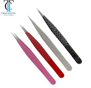 Pinzas Profesionales para Extensión de Pestañas con Punta de Fibra y Sin Fibra, Pinzas de Precisión para Creación de Abanicos de Volumen y Uso en Salón - Product Image 1