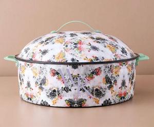 Plat de service isotherme en métal avec couvercle, motif floral pastel, élégant, pour la cuisine, les repas et les cadeaux - Product Image 3