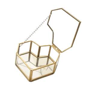 Caja de Recuerdos de Cristal Transparente Decorativa al por Mayor, Caja para Tarjetas de Boda con Marco de Metal Dorado, Caja de Recuerdos para Propuesta, Recuerdo de Escritorio - Product Image 2