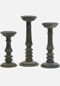 Ensemble de 3 bougeoirs décoratifs artisanaux écologiques pour table en bois, style vintage classique, finition polie moyenne - Product Image 6