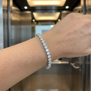 Bracelet Chaîne Tennis Personnalisé en Argent Sterling 925 avec Moissanite VVS pour Femme, Bijou Classique à Rangée Unique pour Anniversaire - Product Image 1
