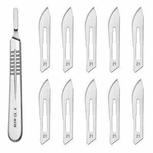 Manche de scalpel n° 4 avec lame n° 21 Couteaux à scalpel chirurgical en acier inoxydable, instrument médical chirurgical, CE ISO 13485 - Product Image 1