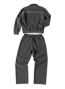 Ensemble de survêtement unisexe noir avec veste zippée intégrale et poches latérales, et pantalon à cordon de serrage, respirant, décontracté, pour l'automne - Product Image 4