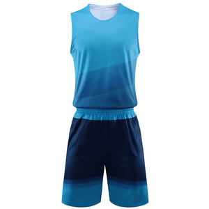 Ensemble de maillots de basket-ball unisexes, sans manches, imprimé dégradé bleu, séchage rapide, uniformes de sport absorbant l'humidité, short à taille élastique - Product Image 4