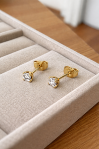 10K Solid Gold Rhodium Plated IGI Certified Lab Grown Diamond Stud <b>Earrings</b> 0.20 CTW Cut Minimalist Everyday Wedding Screw <b>Back</b> - Product Image 2