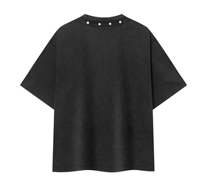 เสื้อยืดโอเวอร์ไซส์สไตล์วินเทจ ล้างสีแล้ว คอประดับหมุด ผลิตจากผ้าคอตตอนเจอร์ซีย์พรีเมียม 100% หนา 300 กรัม - Product Image 2